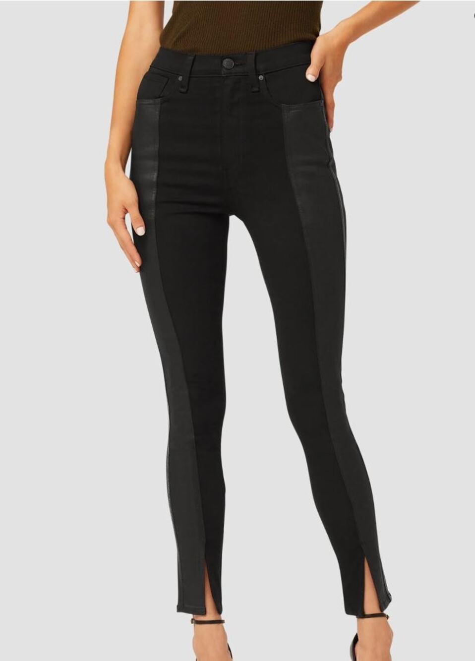 Hudson Womens Centerfold Skinny Jeans 26 US 2 Black High Rise Ankle Coated NWT